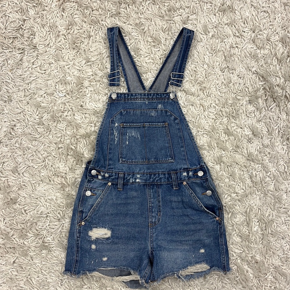 Denim short overalls